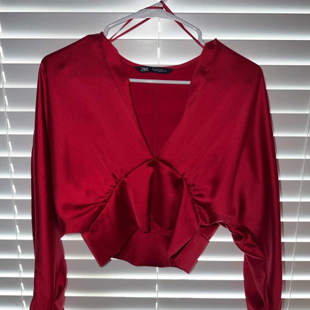 Zara Scarlet V-Neck Blouse